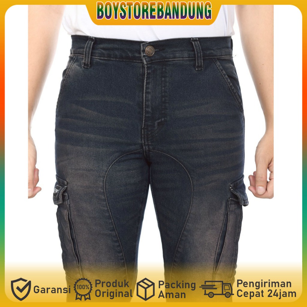 BOY - Cargo Jeans Denim Panjang Pria / Celana Denim Cargo Pria Model Saku Tempel