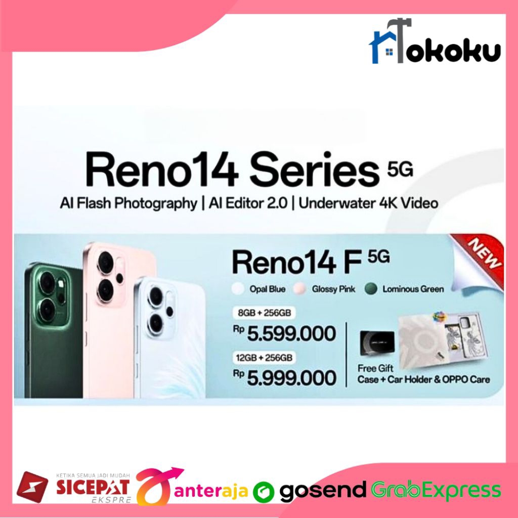 OPPO Reno14 F 5G Free Gift Magnetic Case with Card Holder | Garansi Resmi