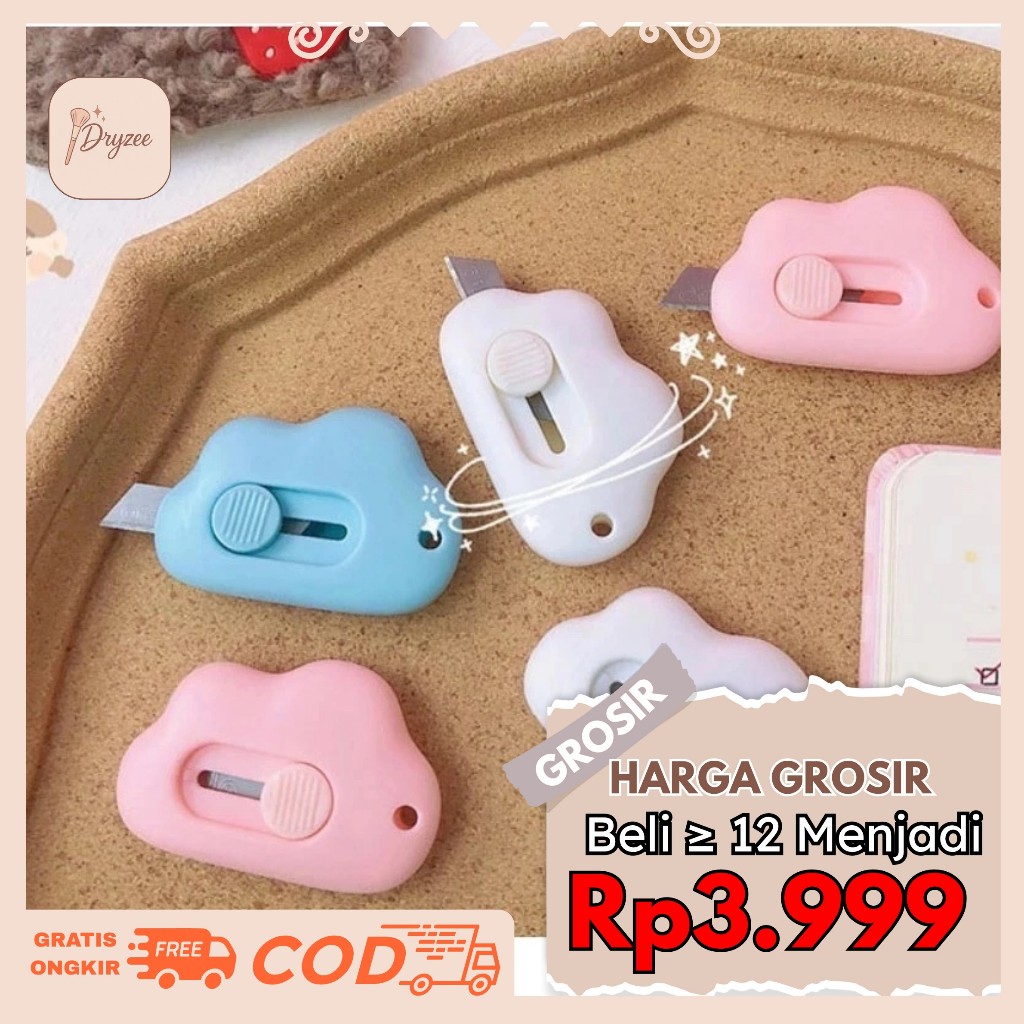 

Cutter Unboxing Paket Cutter Mini Praktis Pocket Pemotong Kertas Mini Portabel Motif Awan - AT01