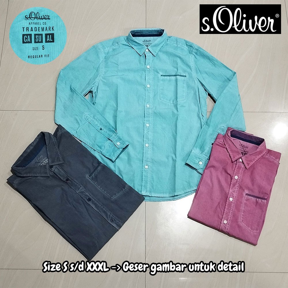 Kemeja Pria Lengan Panjang Ori S.OLIVER S M L XL XXL XXXL (SO1125)