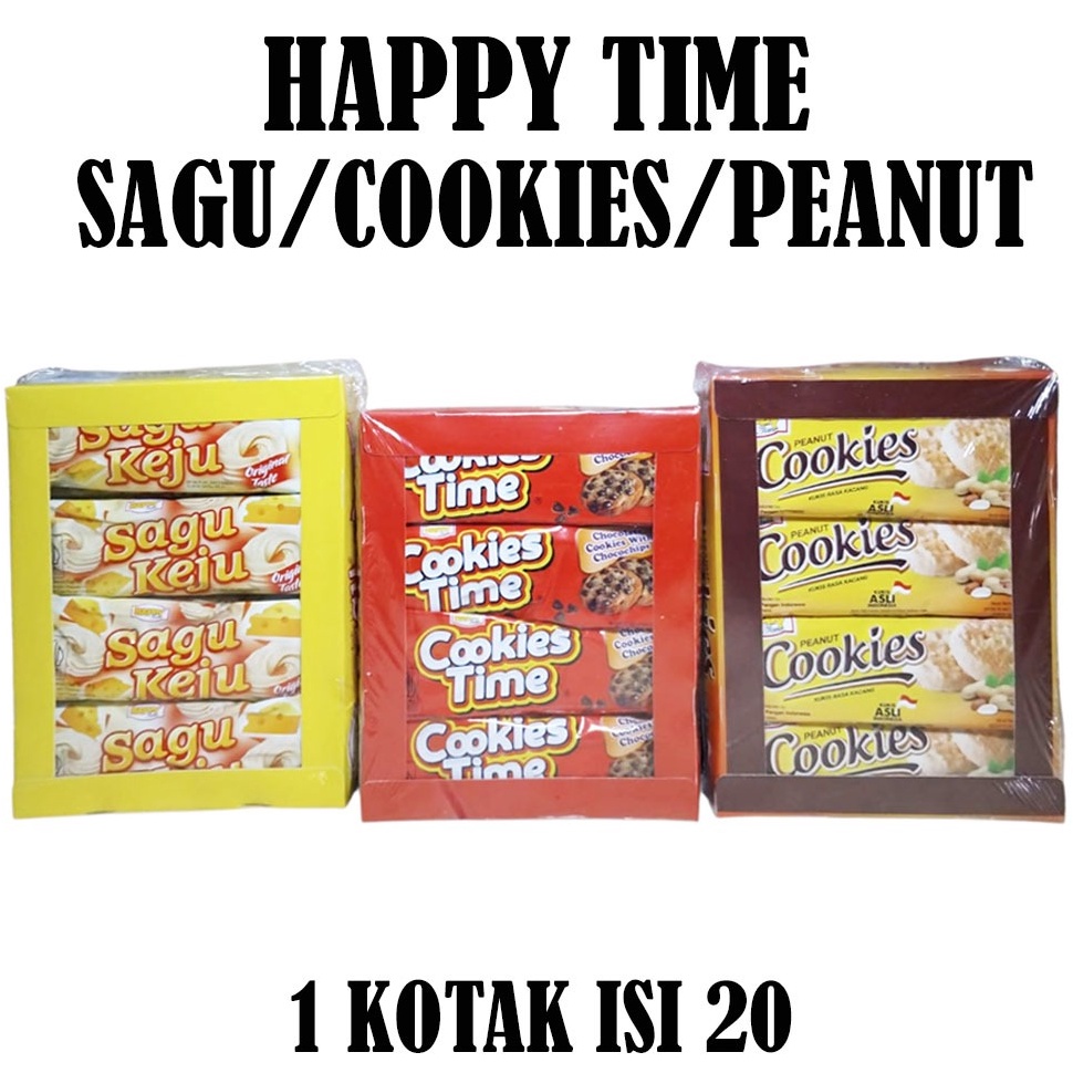 

Tren HAPPY TIME COOKIES TIME PEANUT COOKIES SAGU KEJU KOTAK ISI 2