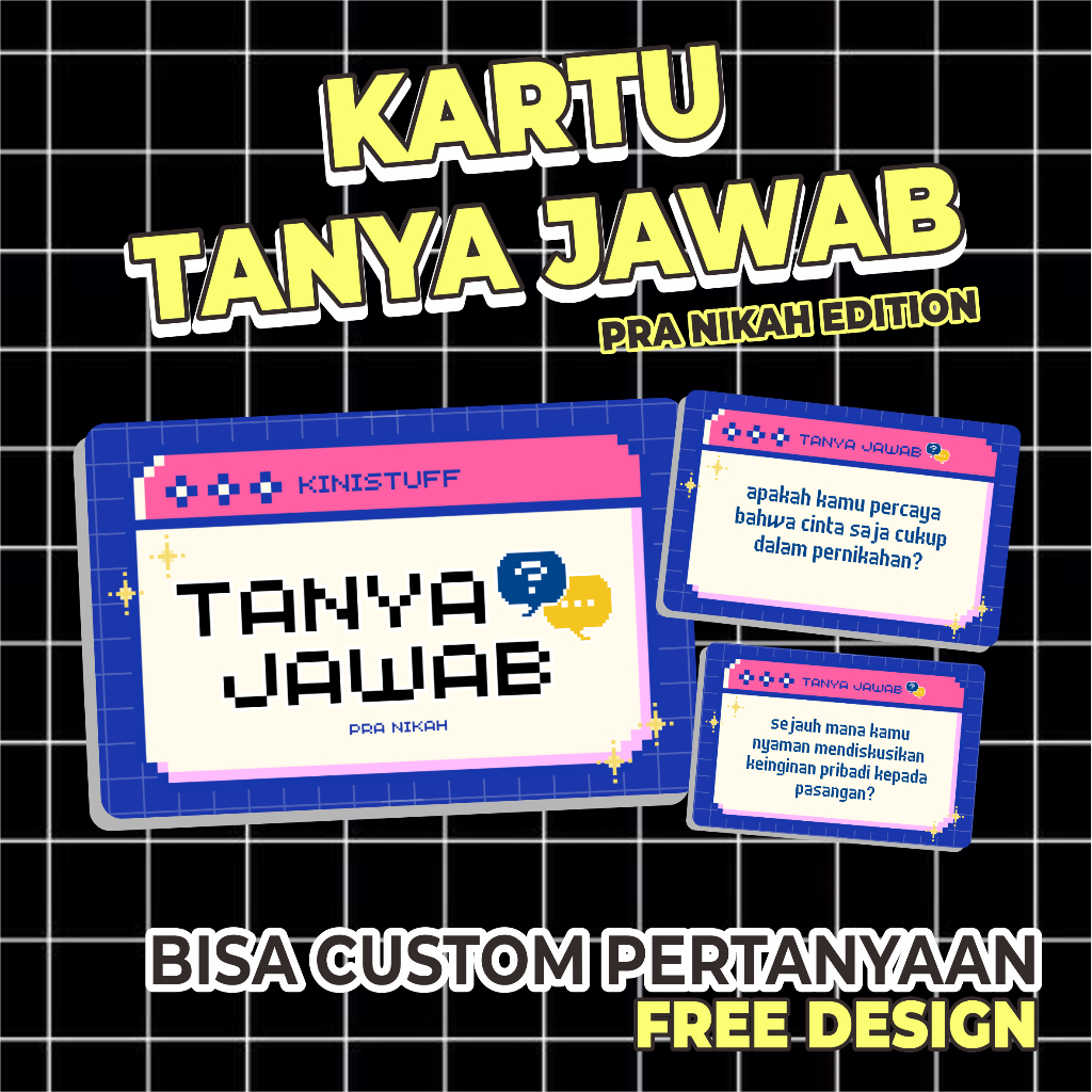 KARTU PERTANYAAN | KARTU PERMAINAN TANYA JAWAB EDISI PRA NIKAH [BISA CUSTOM]