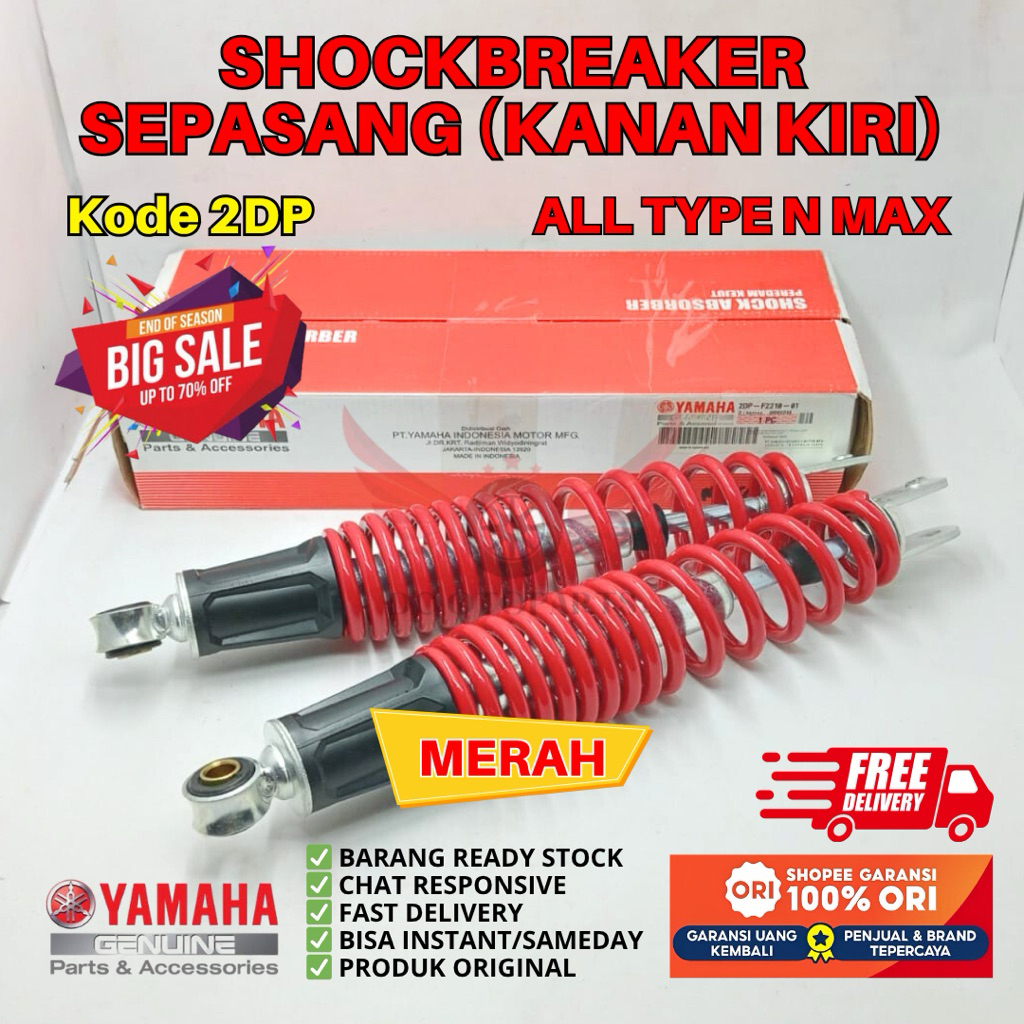 2DP SHOCKBREAKER SEPASANG KANAN KIRI NMAX ALL TYPE ORIGINAL YAMAHA GENUINE PARTS, SHOCKBREAKER YAMAH