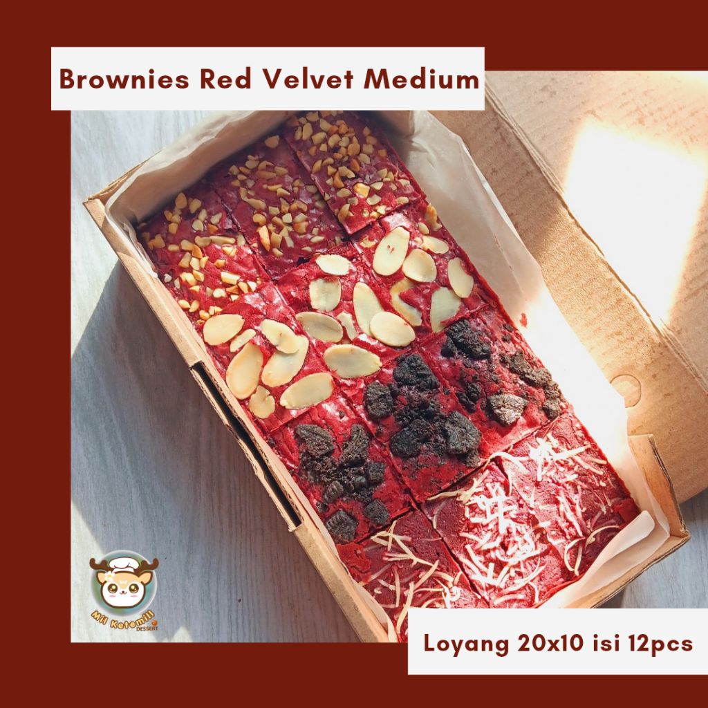 Fudgy Brownies Sekat 20x10 isi 12 Potong , Fudgy Brownies Red Velvet Medium
