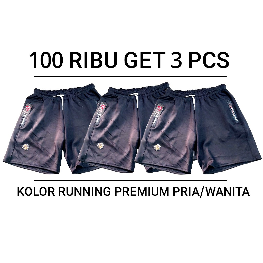 XECUTIVE - CELANA KOLOR JERSEY PENDEK PREMIUM PRIA WANITA DEWASA SAKU RESLETING