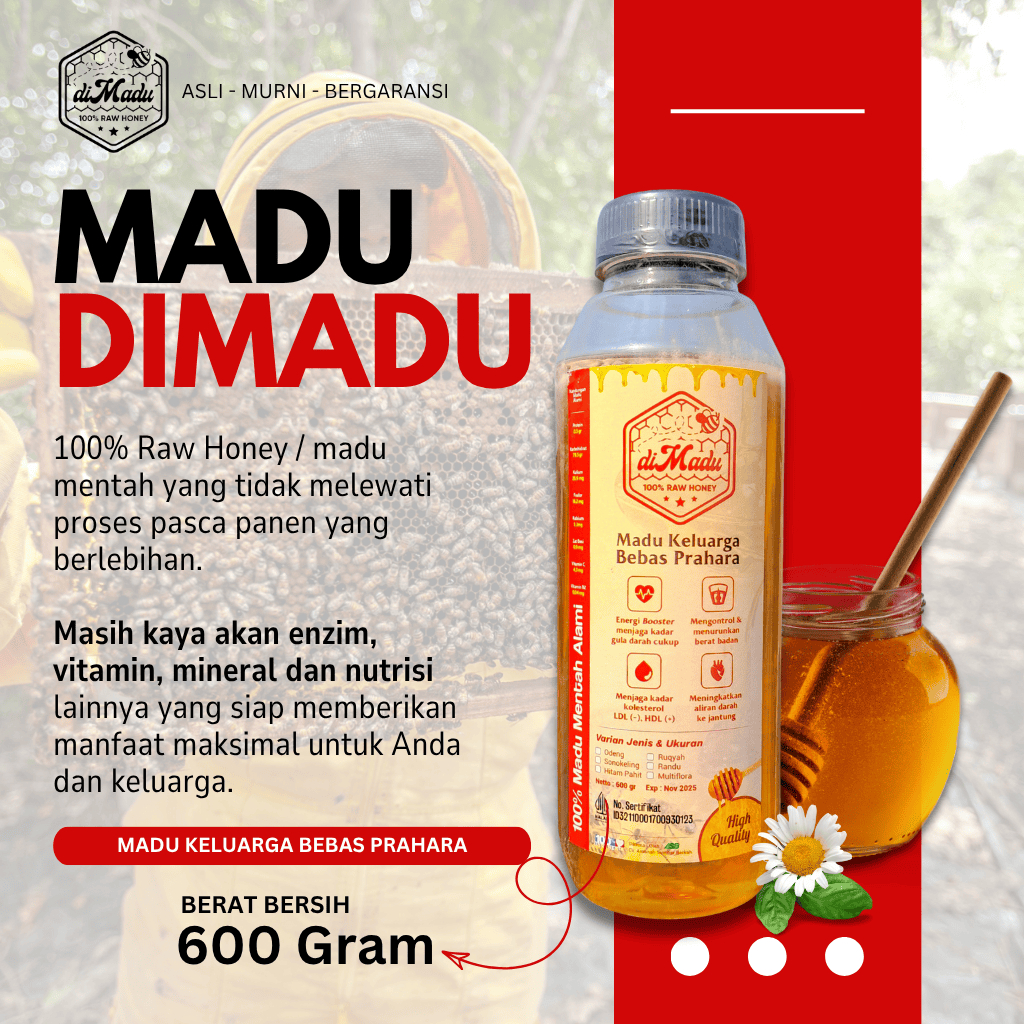

Madu Nektar Randu Asli 600gr - Panen Juli 2025 - Murni, Fresh, Tanpa Campuran - DIMADU