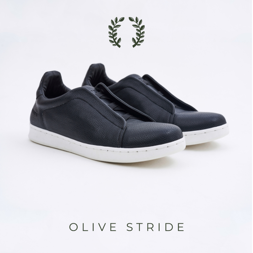 Olive Stride - Zack Sneakers in Black Sepatu Casual Pria Tanpa Tali