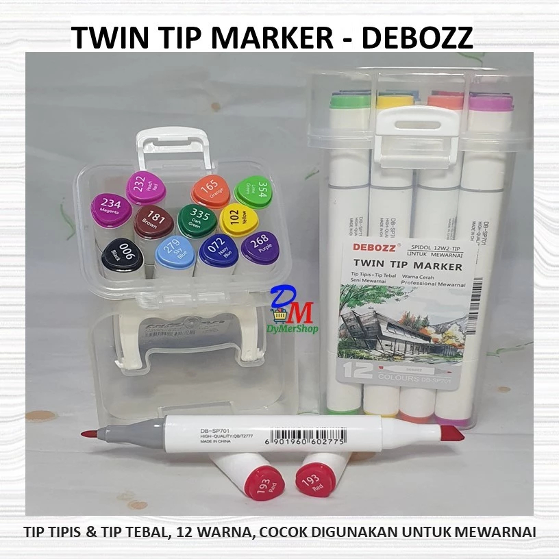 

Twin tip marker debozz , spidol 2 kepala Warna warni isi 12 Warna DEBOZZ Tube Ori 100% Original Asli Authentic