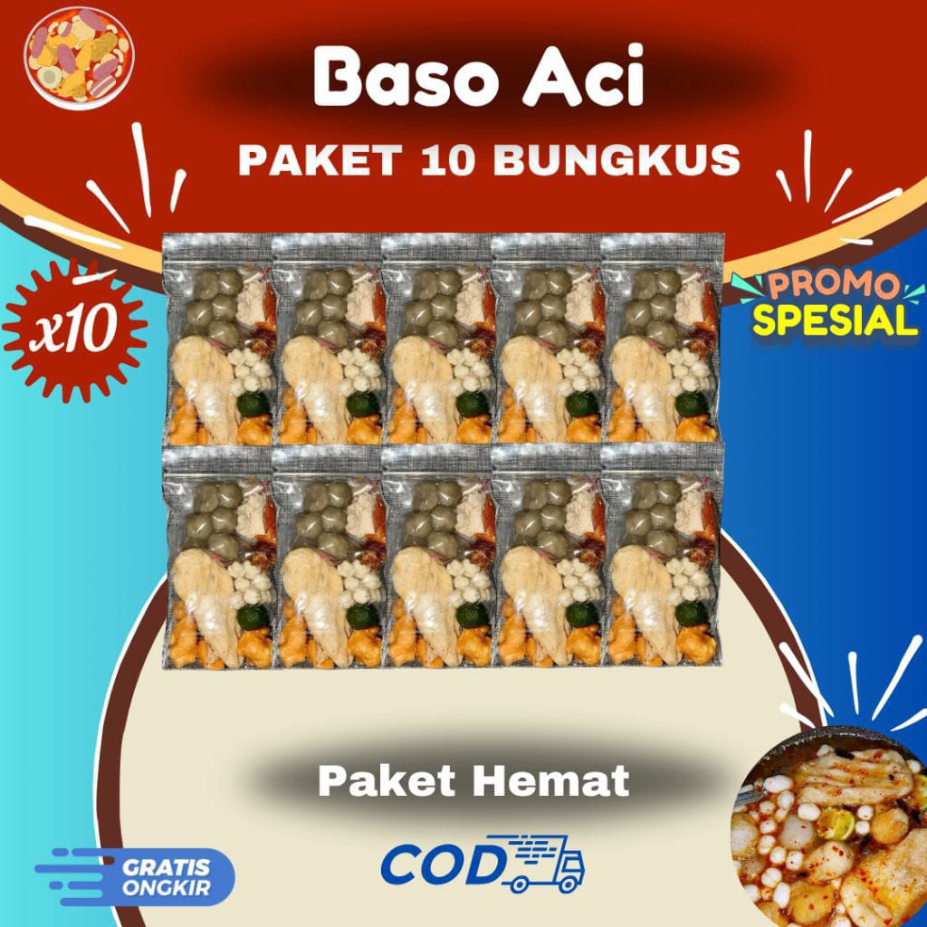

BEST SELLER!!! PAKET 10 BUNGKUS BASO ACI INSTAN GRATIS 1 BUNGKUS