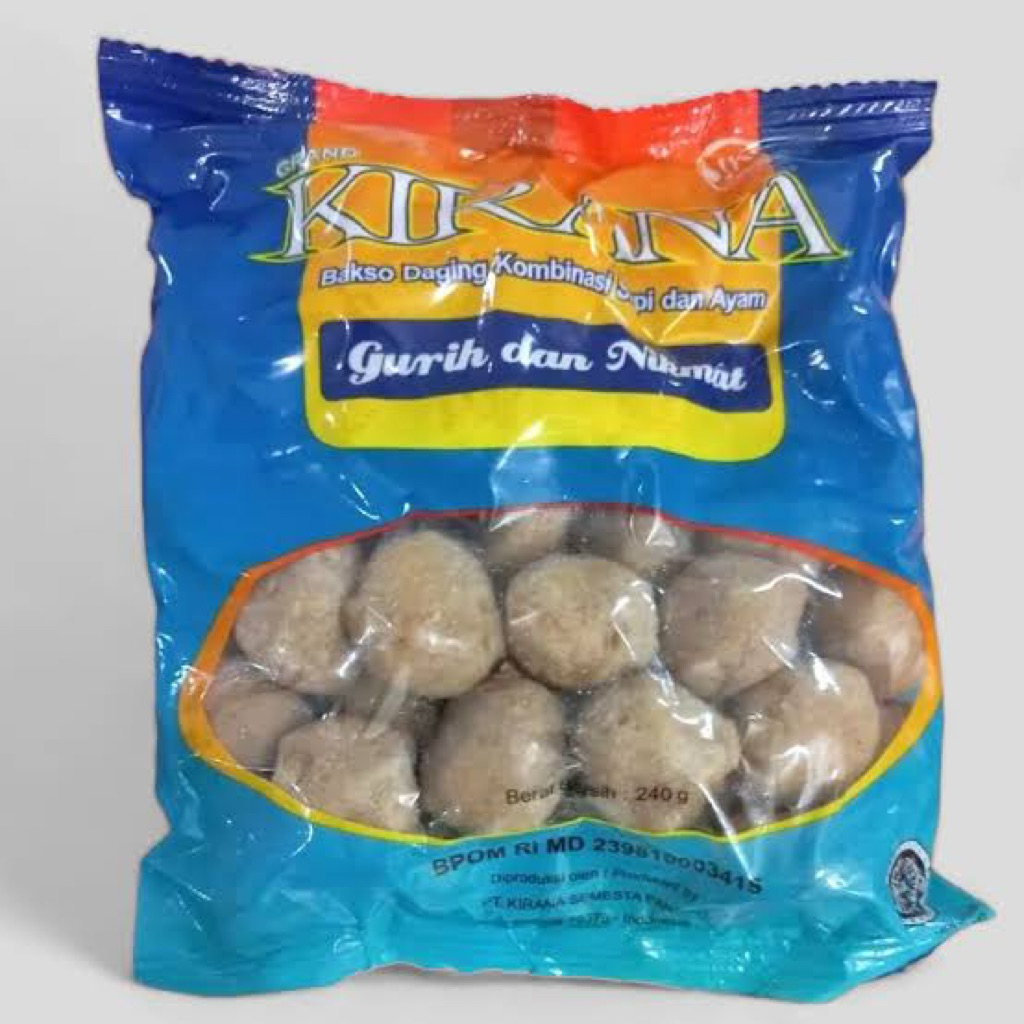 

KIRANA Bakso Sapi Kombinasi Kerikil Isi 50 Butir @250 Gram