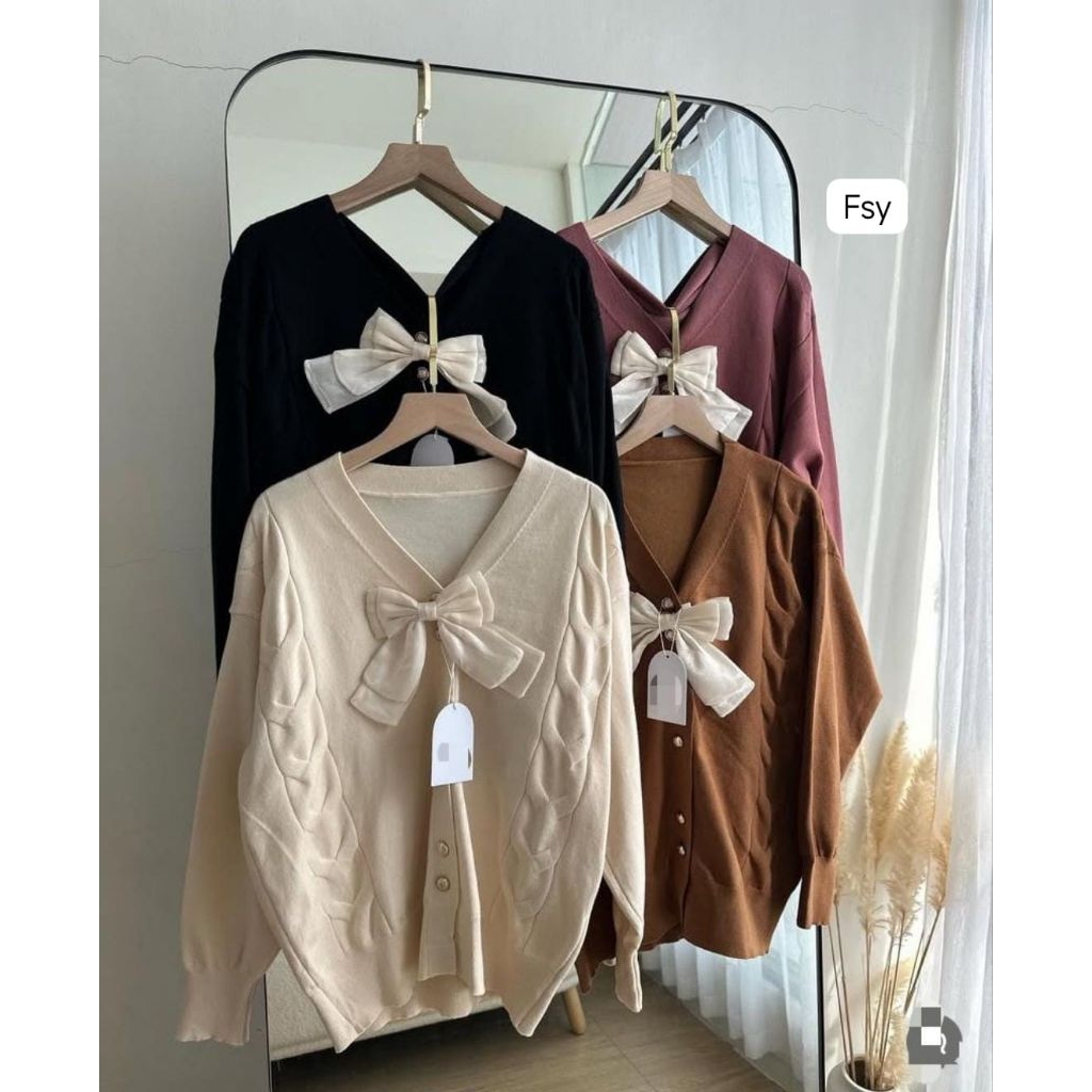 FD•508n STOK TERBATAS GERCEP Atasan Cardi rajut pita premium import LF249 rekomendasi Cardi rajut pi