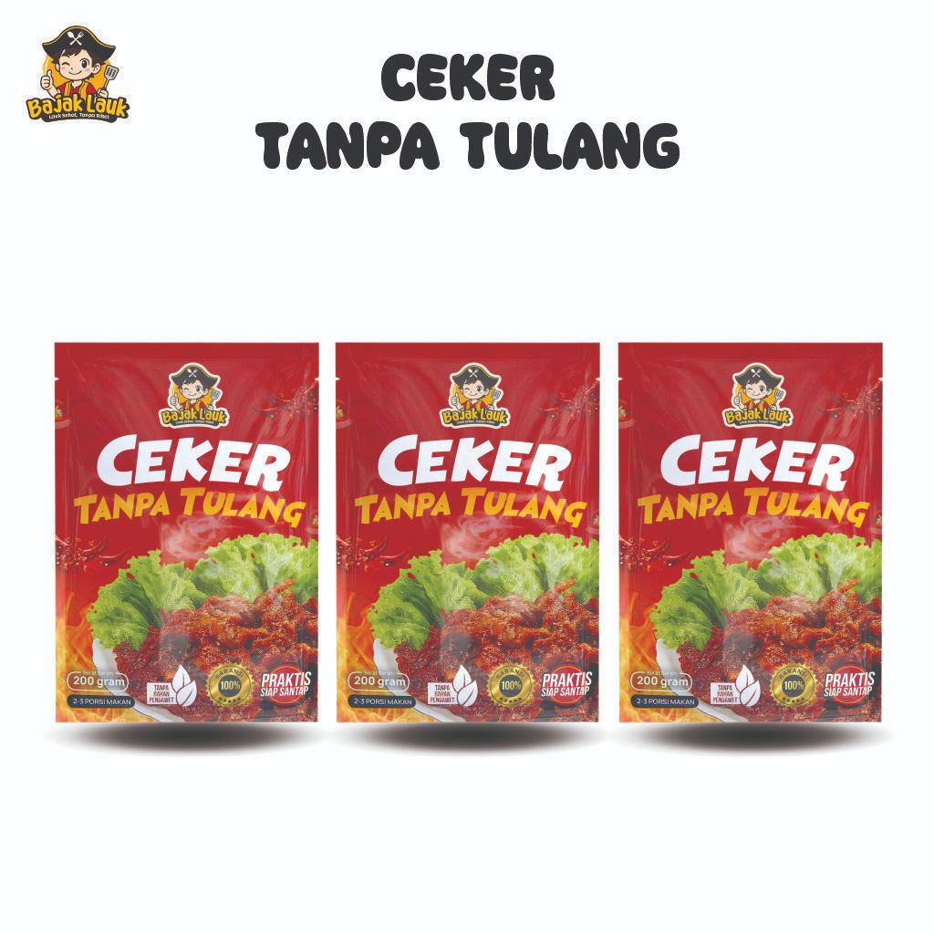 

Bajak Lauk 3pcs Ceker Tanpa Tulang 200gr / Lauk Siap Saji / Makanan Instan / Oseng Mercon