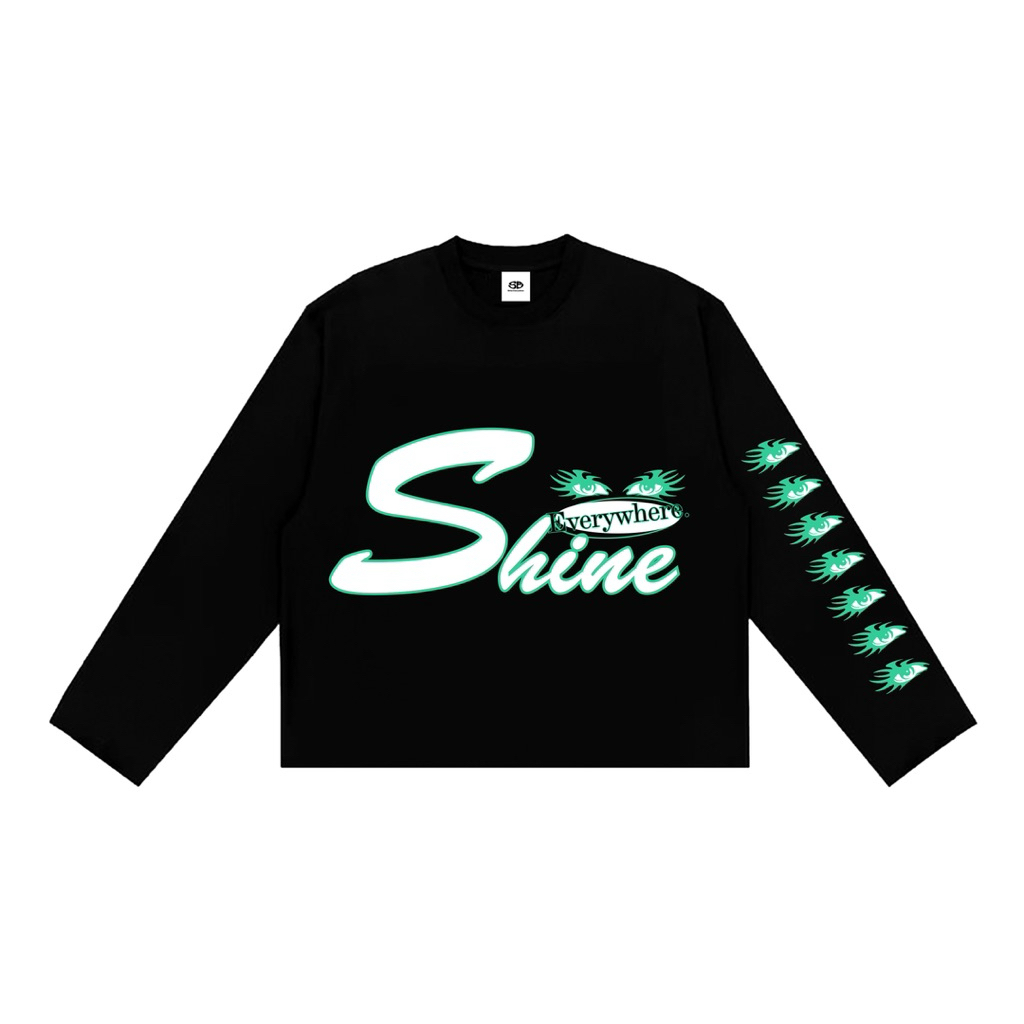 Shine.Everywhere - Longsleeve Boxy Eye Hitam Unisex - Cotton Combed 20s