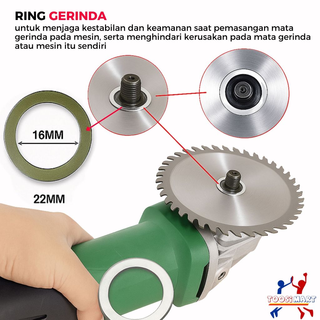 Ring Gerinda 16MM Konversi Lubang 22mm / Untuk Konverter Mata Girinda / Adapter Ring Arbor