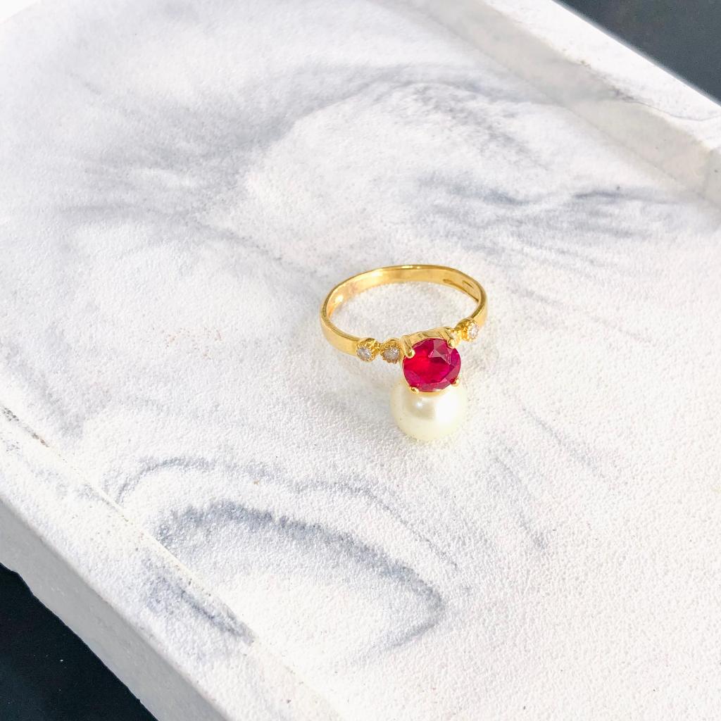 Cincin Emas Solitaire Diamond In Maroon 375/8k