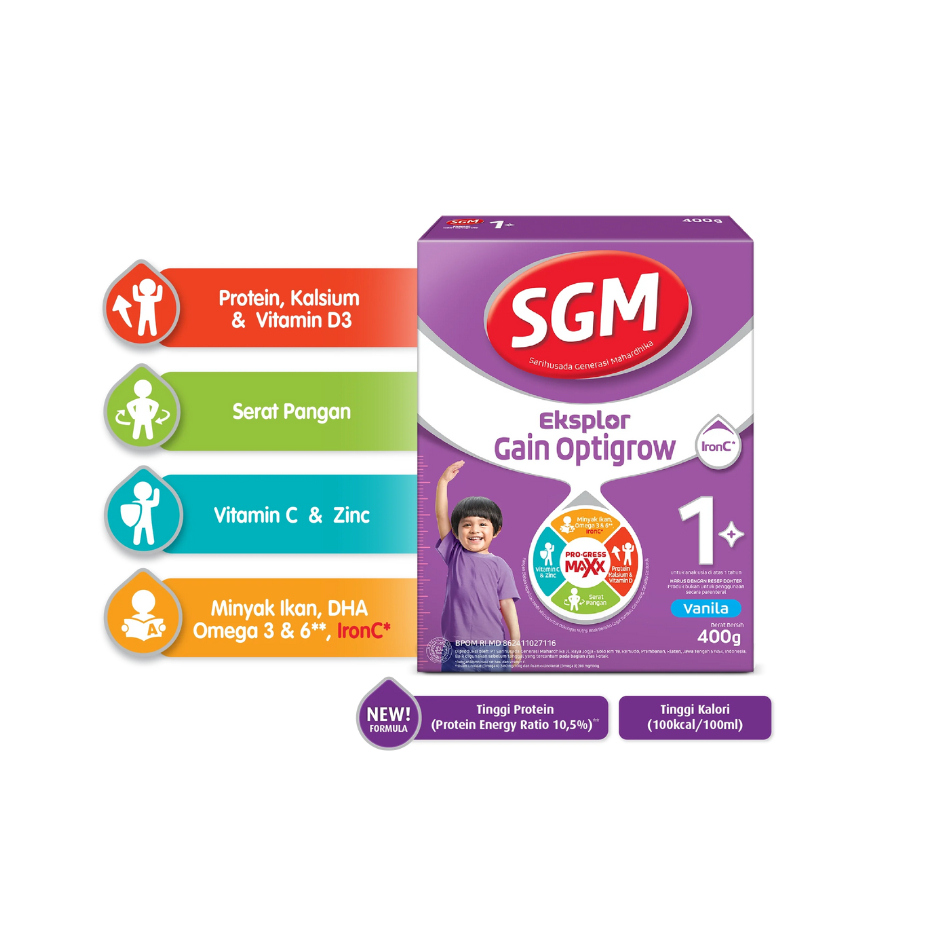 SGM Eksplor Gain Optigrow 400 g Vanila / SGM Gain Optigrow 1+