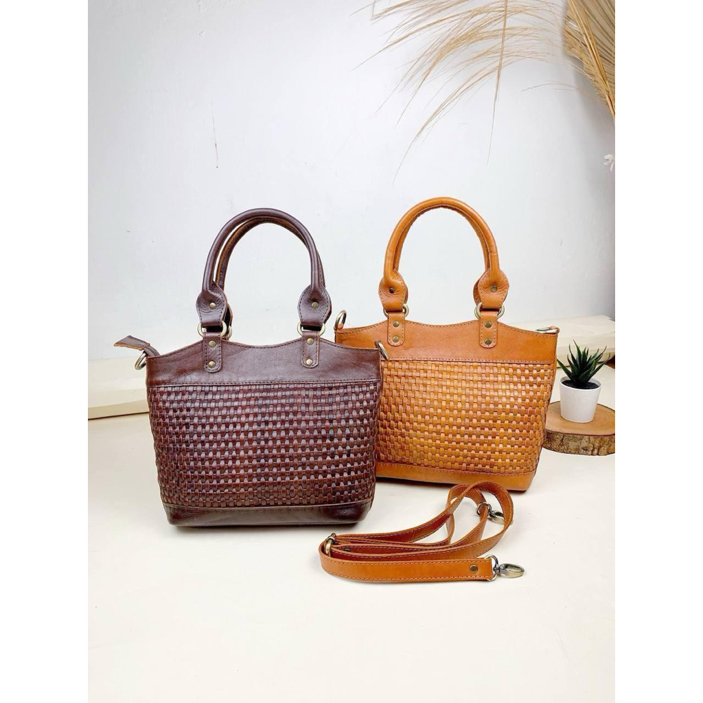 Haskaa Leather - Tas Anyam Wanita - Tote bag mecca anyam