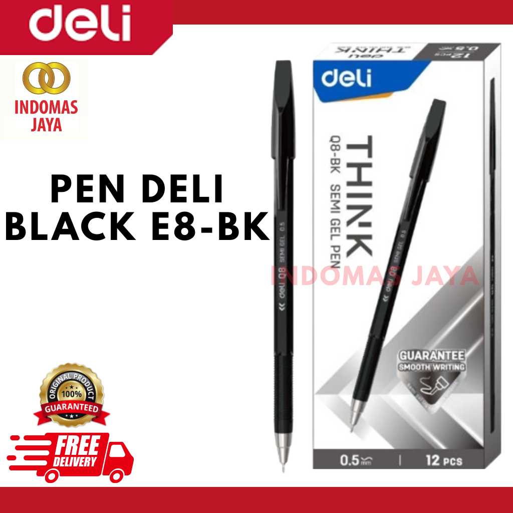 

DELI Think Semi Gel Pen 0.5 mm pulpen / ballpoint / bolpen murah hitam Q8-BK (HARGA 1 PCS)