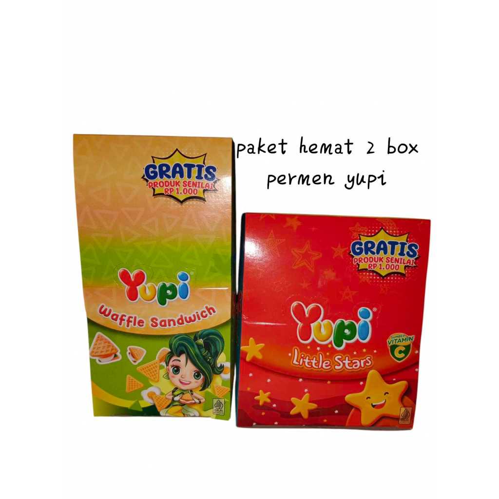 

Paket 2box permen yupi little stars dan waffle sandwich