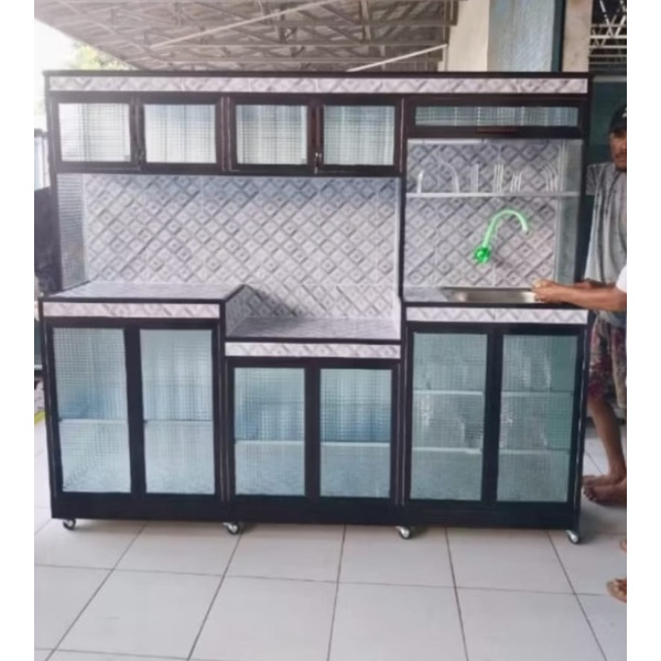 BACA DESKRIPSI/Rak piring kitchen set 6pintu/rak piring kitchen set wastafel modern minimalis ( Free