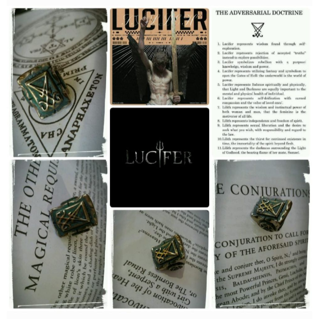 Cincin Titanium Lucifer Bringer Of Ligt Vintage Gotic Talisman Mitologi Lafadz Morning Star Light Be