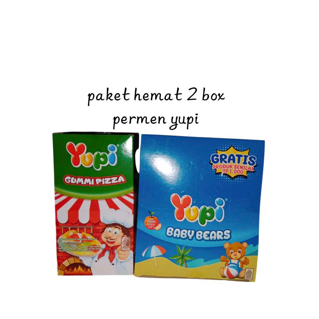 

Paket 2 box permen YUPI GUMMY PIZZA dan Baby bears