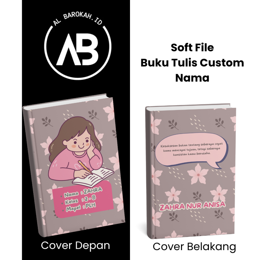

(Albarokah.id)SAMPUL BUKU TULIS CUSTOM NAMA UNTUK PELAJAR
