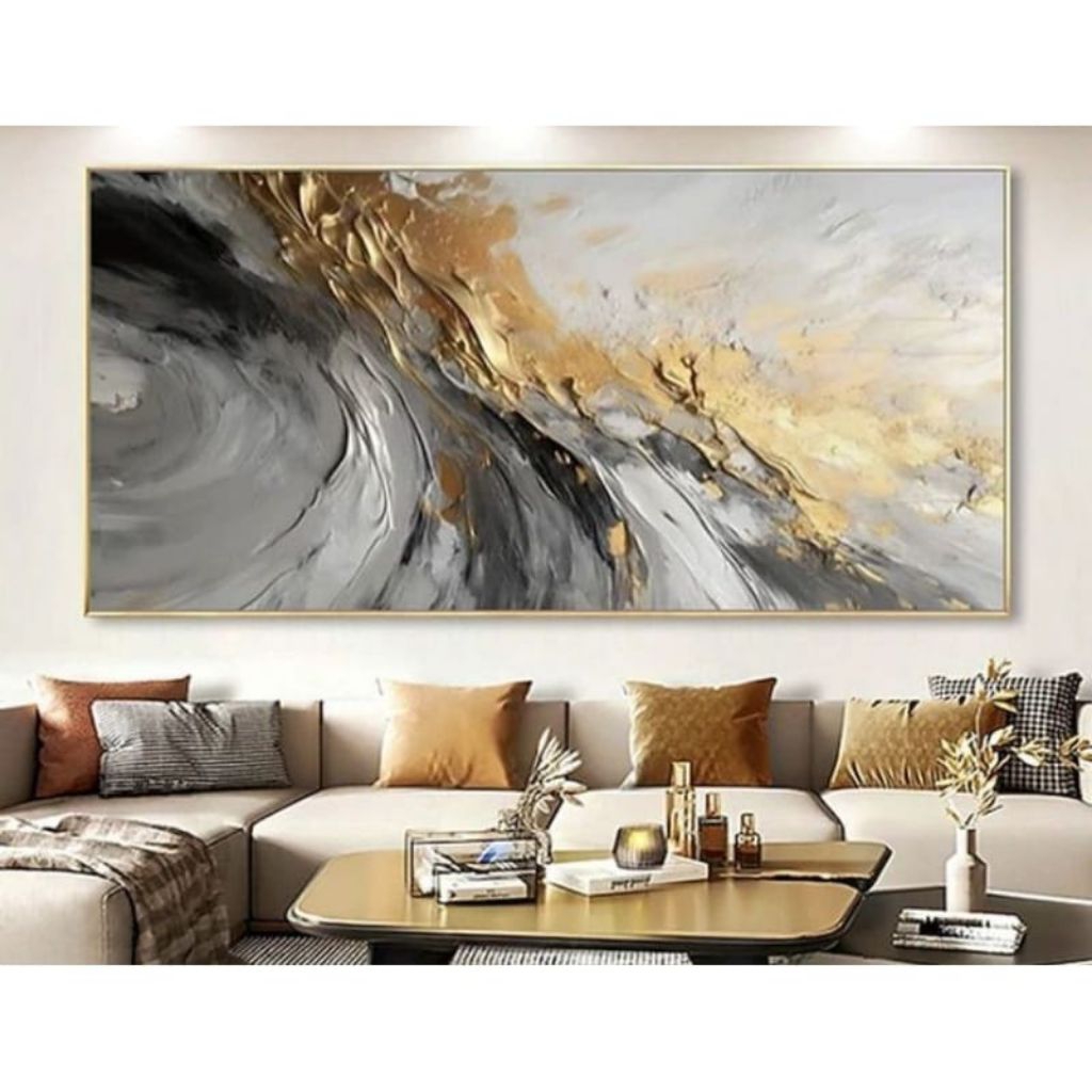 LUKISAN DINDING ABSTRAK BESAR 150 x 80 CM LUKISAN ASLI JELEKONG