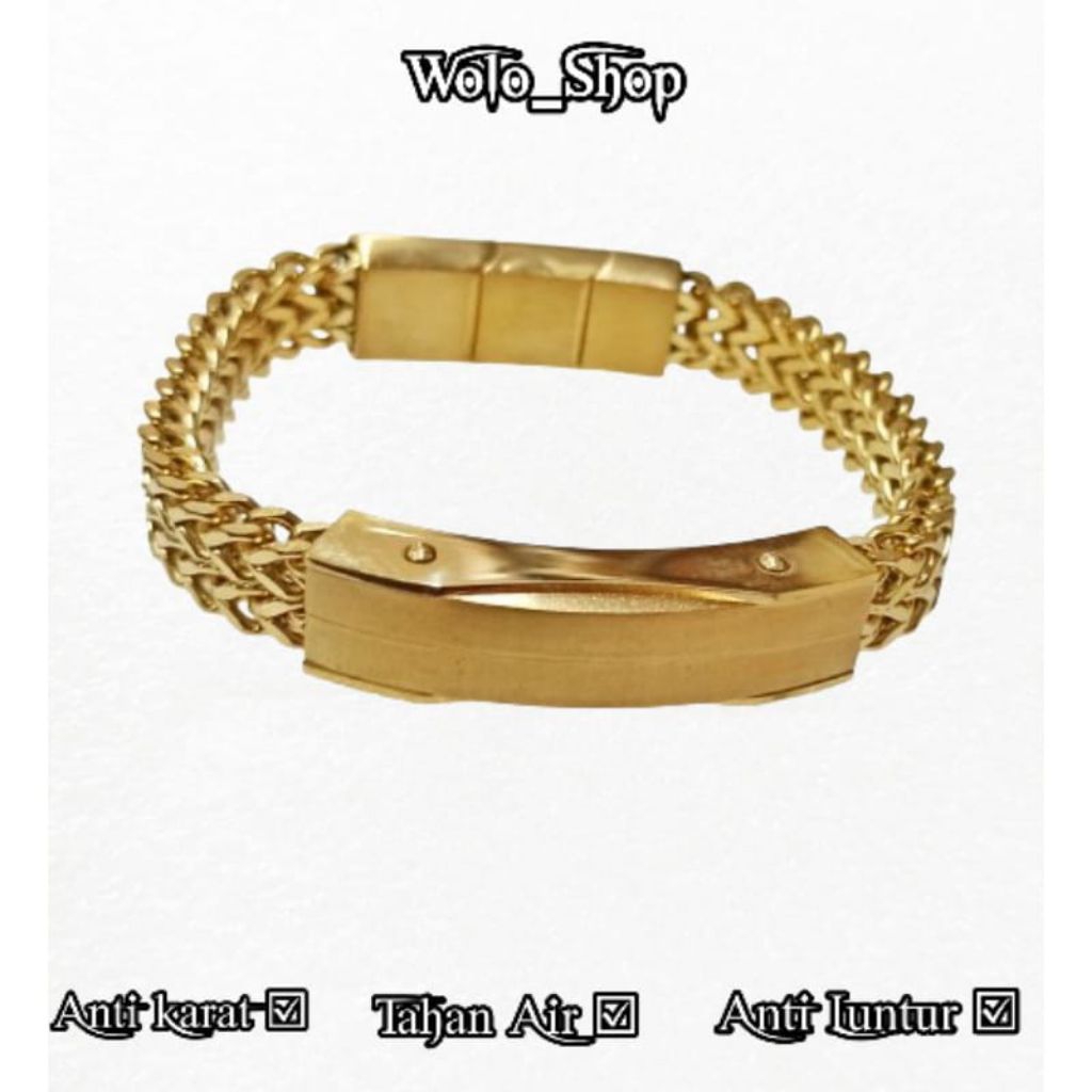 Gelang Titanium Pria Rantai Polos Anti Karat