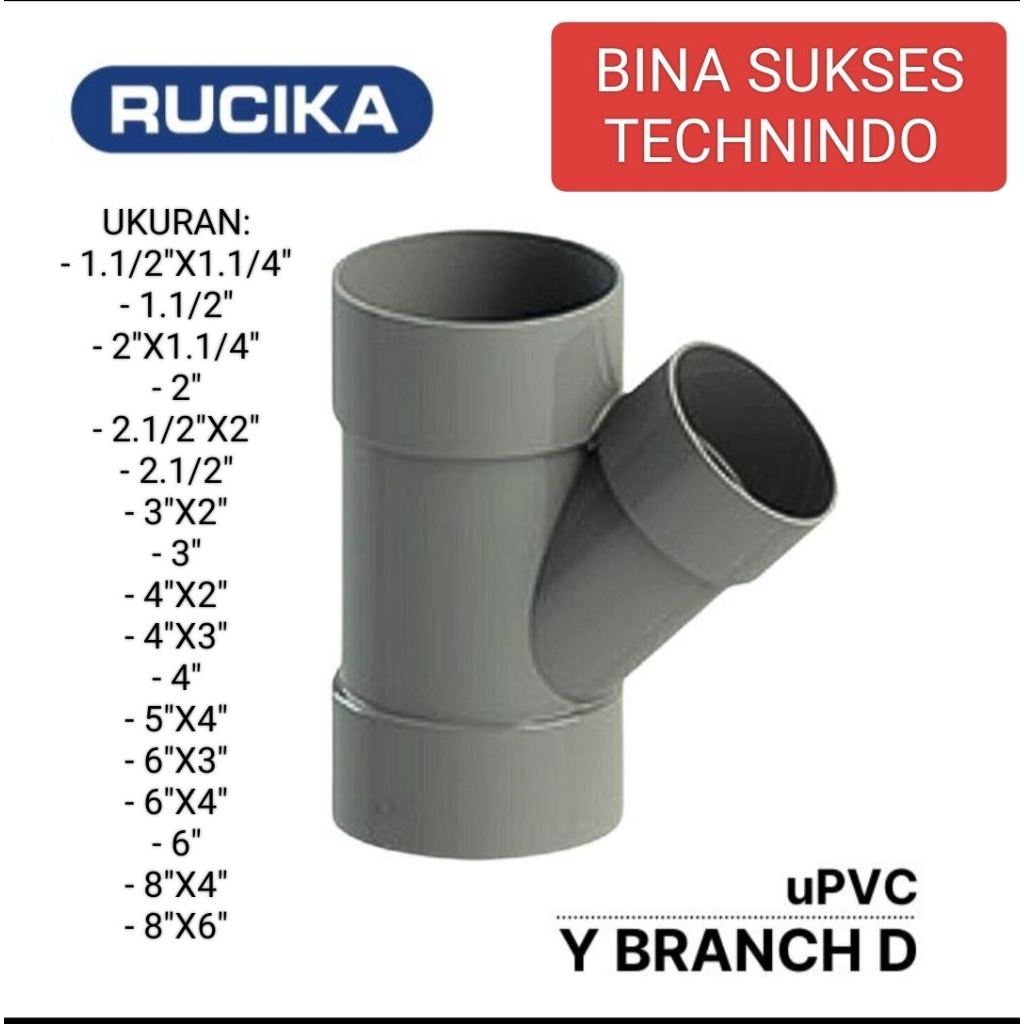 1.1/2" INCH Y - BRANCH D TIPIS ( D - Y ) RUCIKA uPVC SAMBUNGAN PIPA 40MM