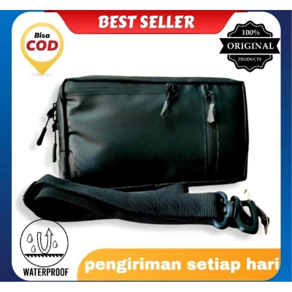 Tas Slempang Pria Waterproof Premium - Sling Bag Anti Air Muat HP Dompet Kartu Kekiniantas selempang