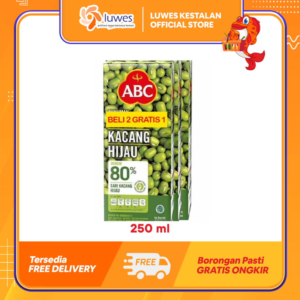 

(BELI 2 GRATIS 1) ABC Sari Kacang Hijau 250ml Terbuat Dari Sari Kacang Hijau Pilihan Kaya Serat & Protein Nabati