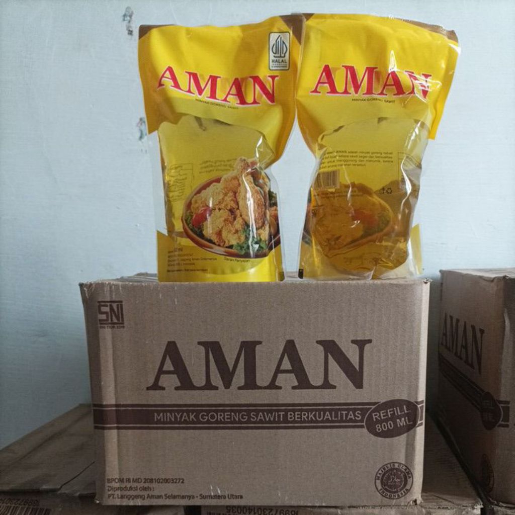 

Minyak Goreng Aman 1 Dus isi 12 Pcs Kemasan 800Ml