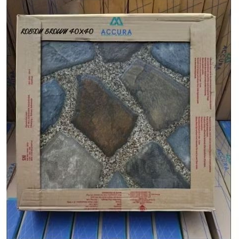 keramik lantai teras/batu alam matte - 40x40 Robson brown - Mulia accura