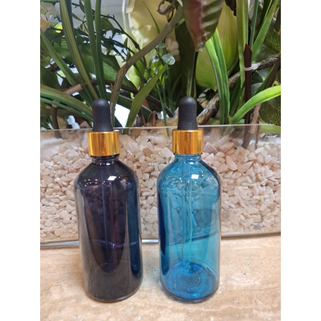 BOTOL KACA WARNA HITAM/BIRU CANDY KOSONG/BOTOL SERUM 100ml