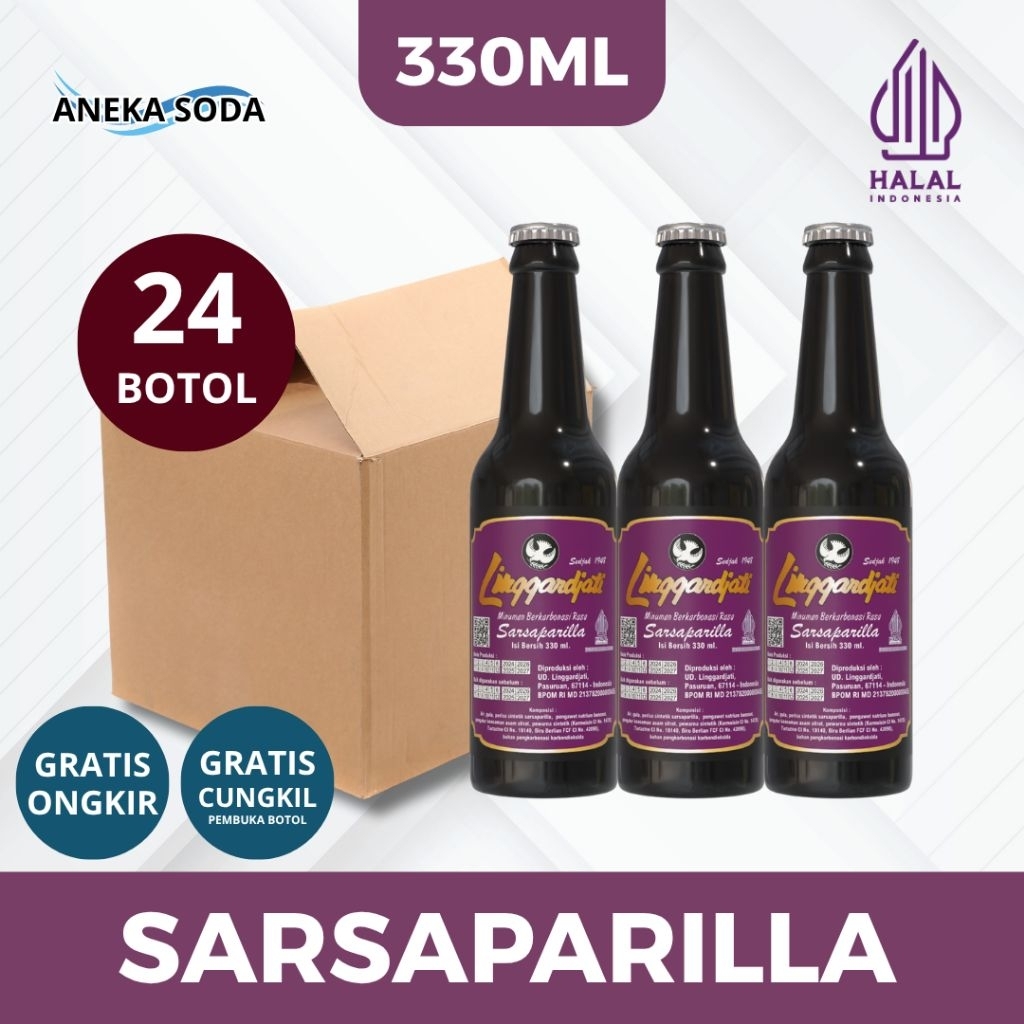 Limun Linggardjati Sarsaparilla Grosir 330ml Halal Termurah (24 botol)
