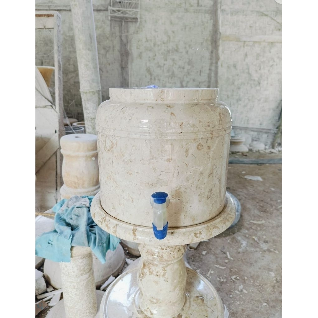 Guci galon marmer putih glossy Termurah