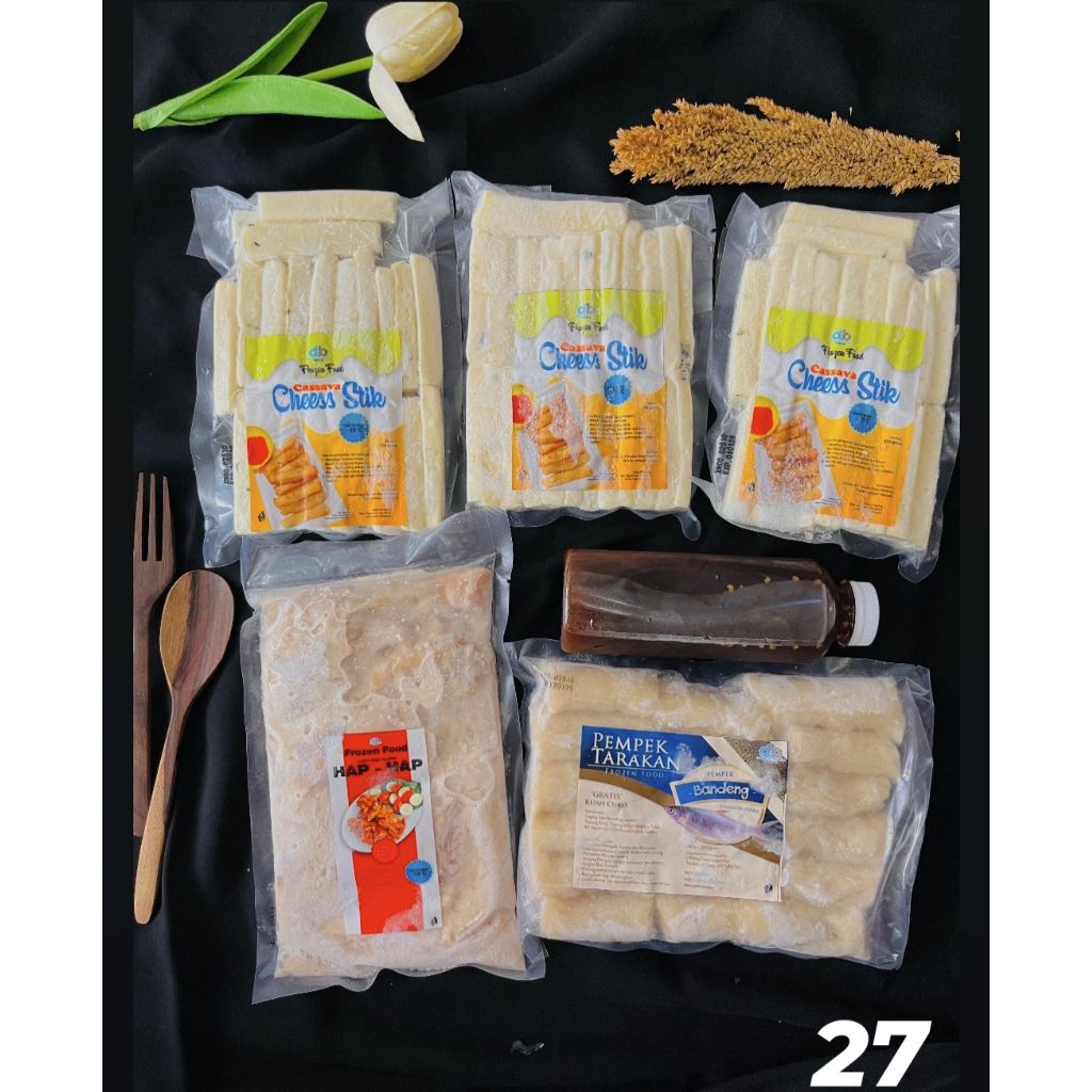 

Paket Hemat Dbaloy No. 27 | Chees stik 3, ayam lalap 1, pempek bandeng 1 + kuah cuko.