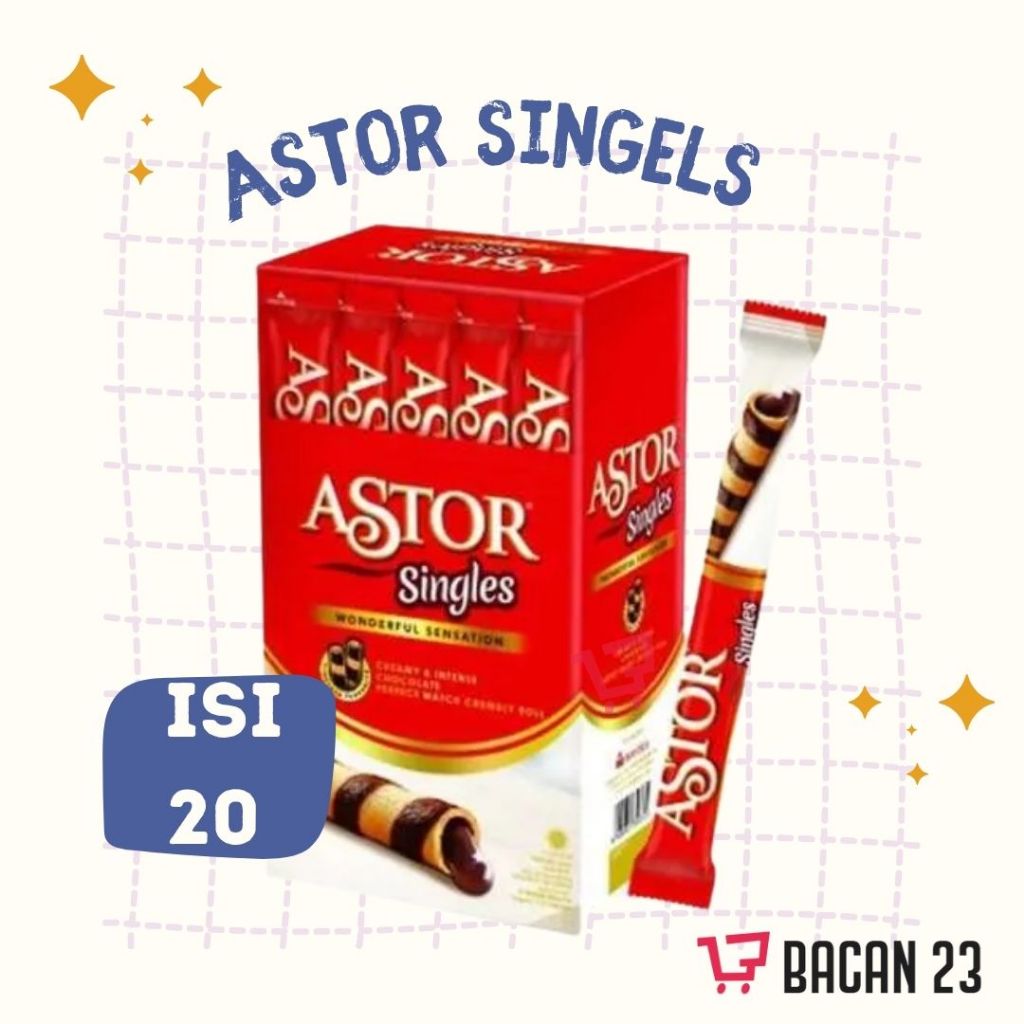 

Astor Singles (21 x 15gr) / Wafer Coklat Rolls / Wafer Stik Cokelat / Bacan 23 - Bacan23
