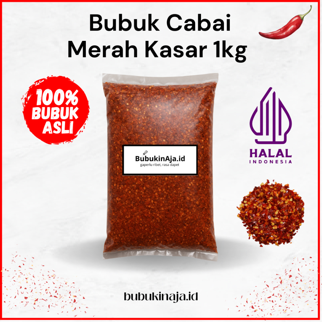 

Bubuk Cabai Kasar Tabur Chilli Flakes Red Serbaguna 1Kg Original