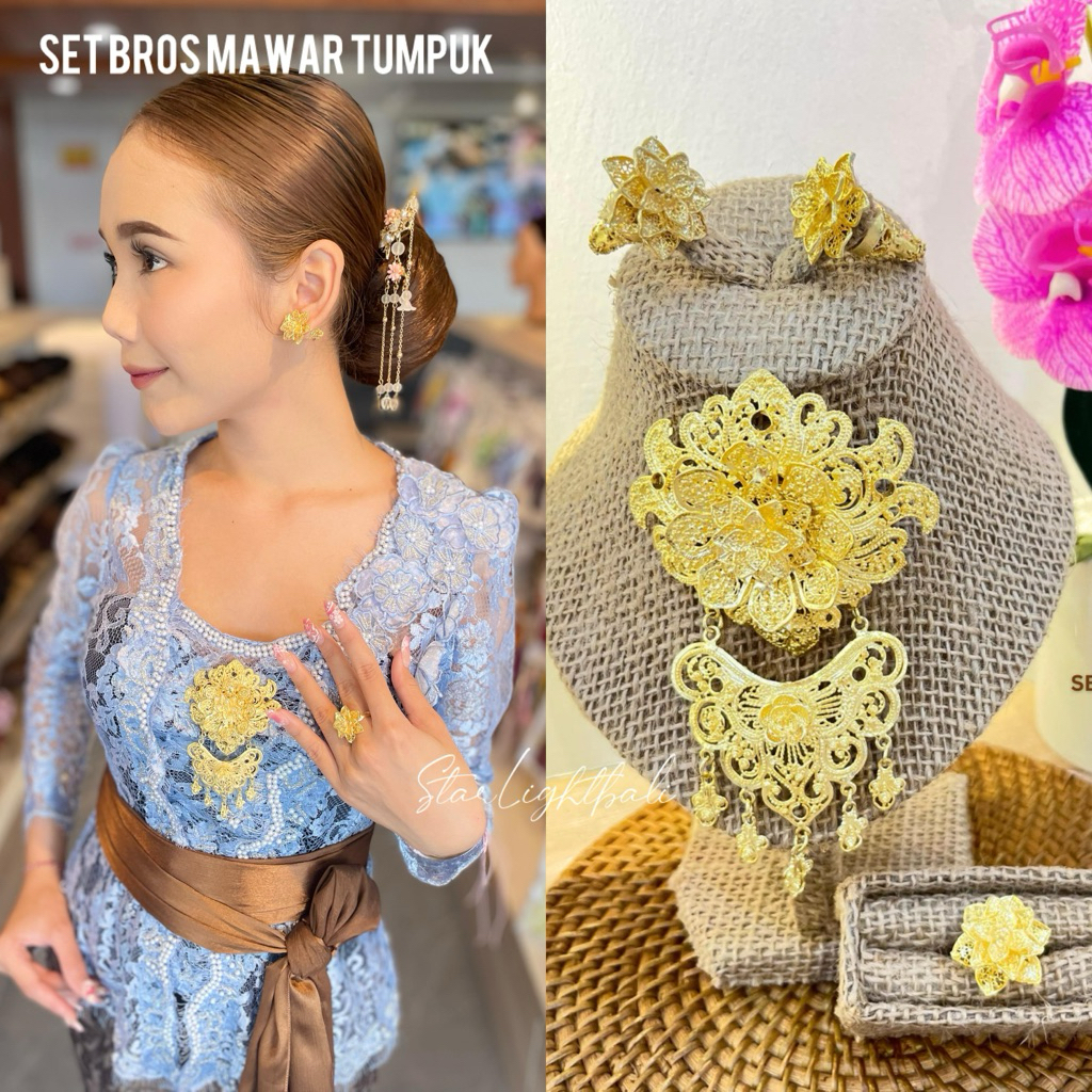 STARLIGHT BALI - Bros Polos Kenari / Set Alpaka / bros wanita gold aksesoris kebaya Emas