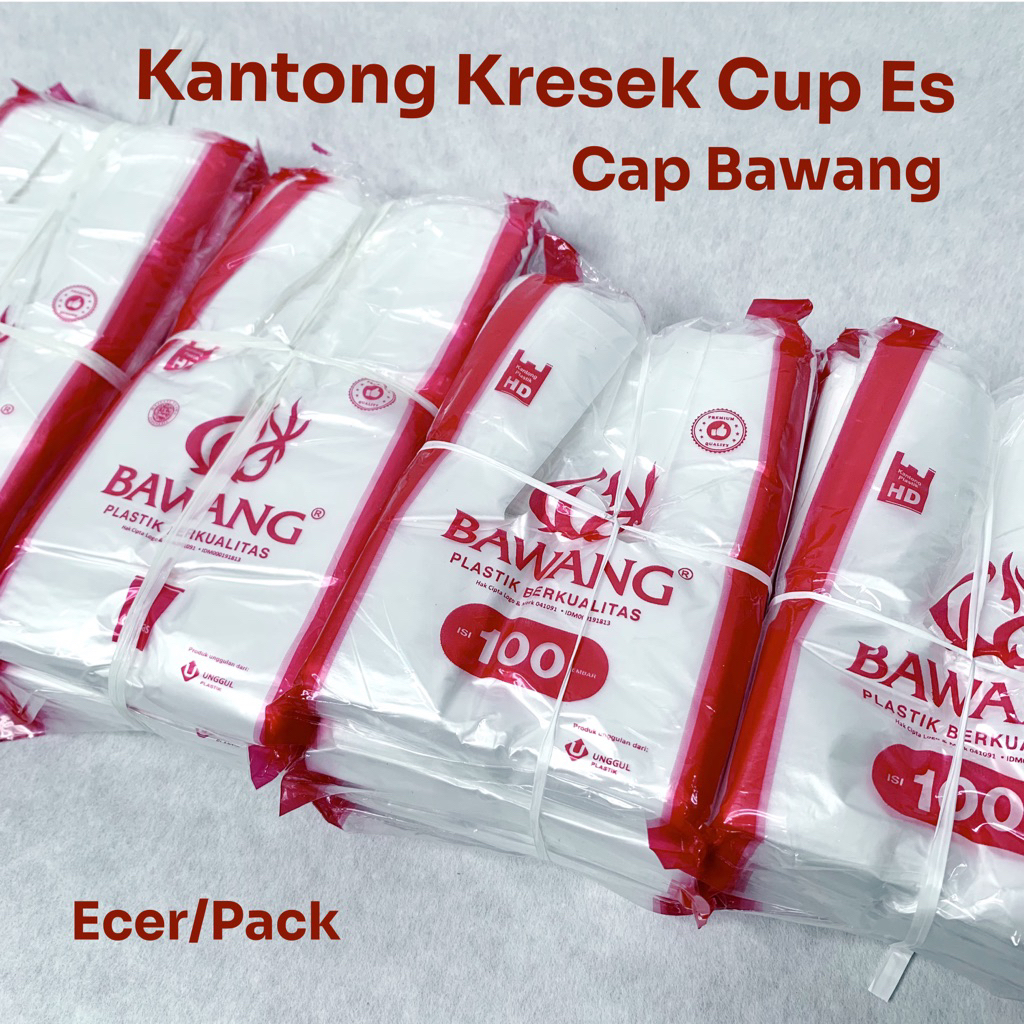 Kantong Plastik Kresek Cap Bawang | Kantong Plastik Kresek Cup Es Teh Jumbo 1 cup dan 2 cup isi 100