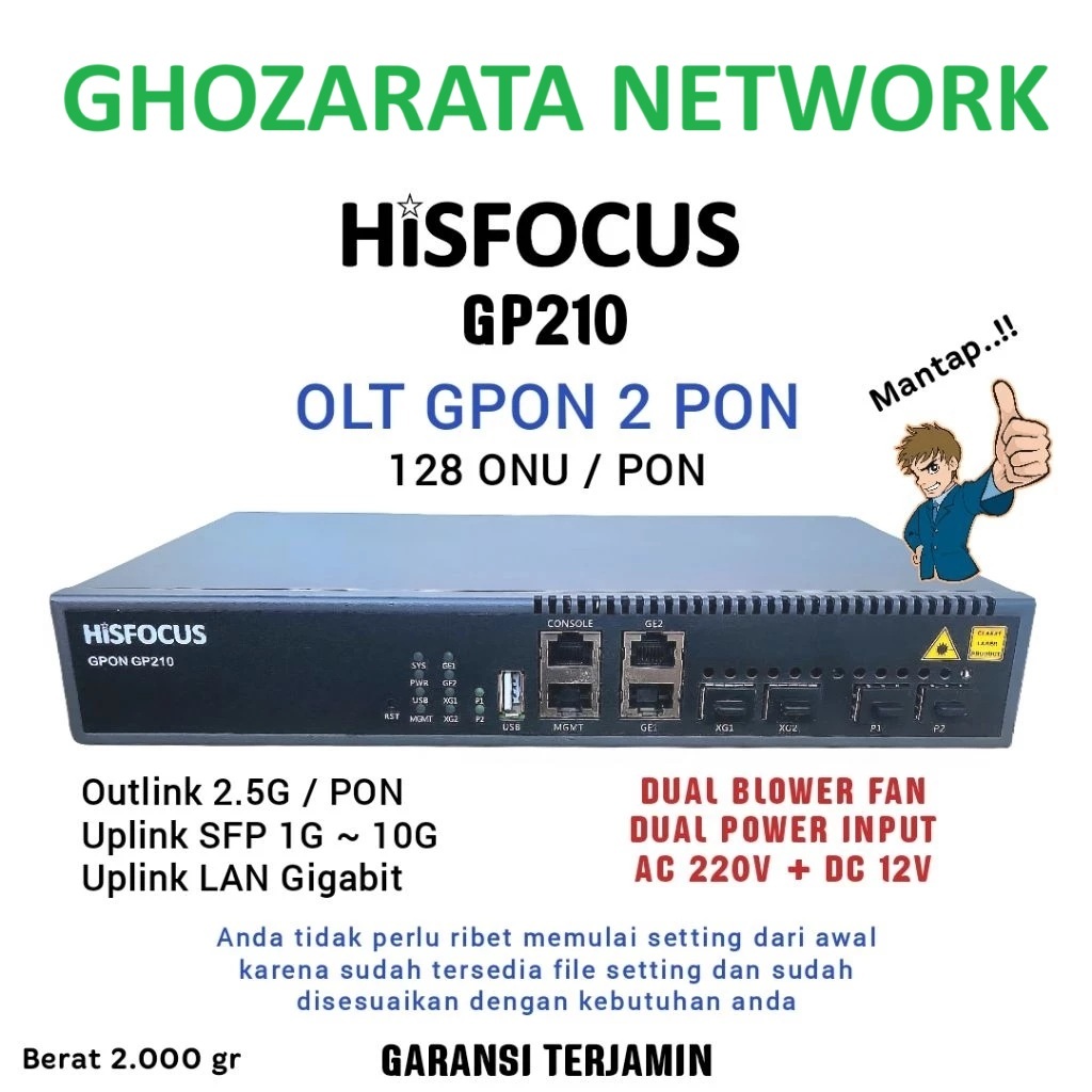HISFOCUS GP210 OLT GPON 2 PON