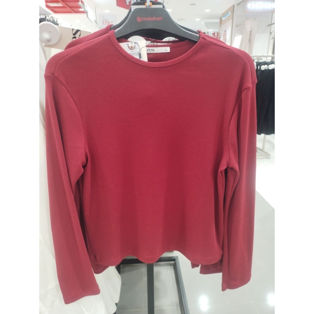 Kaos Merah lengan panjang Zes Wanita.