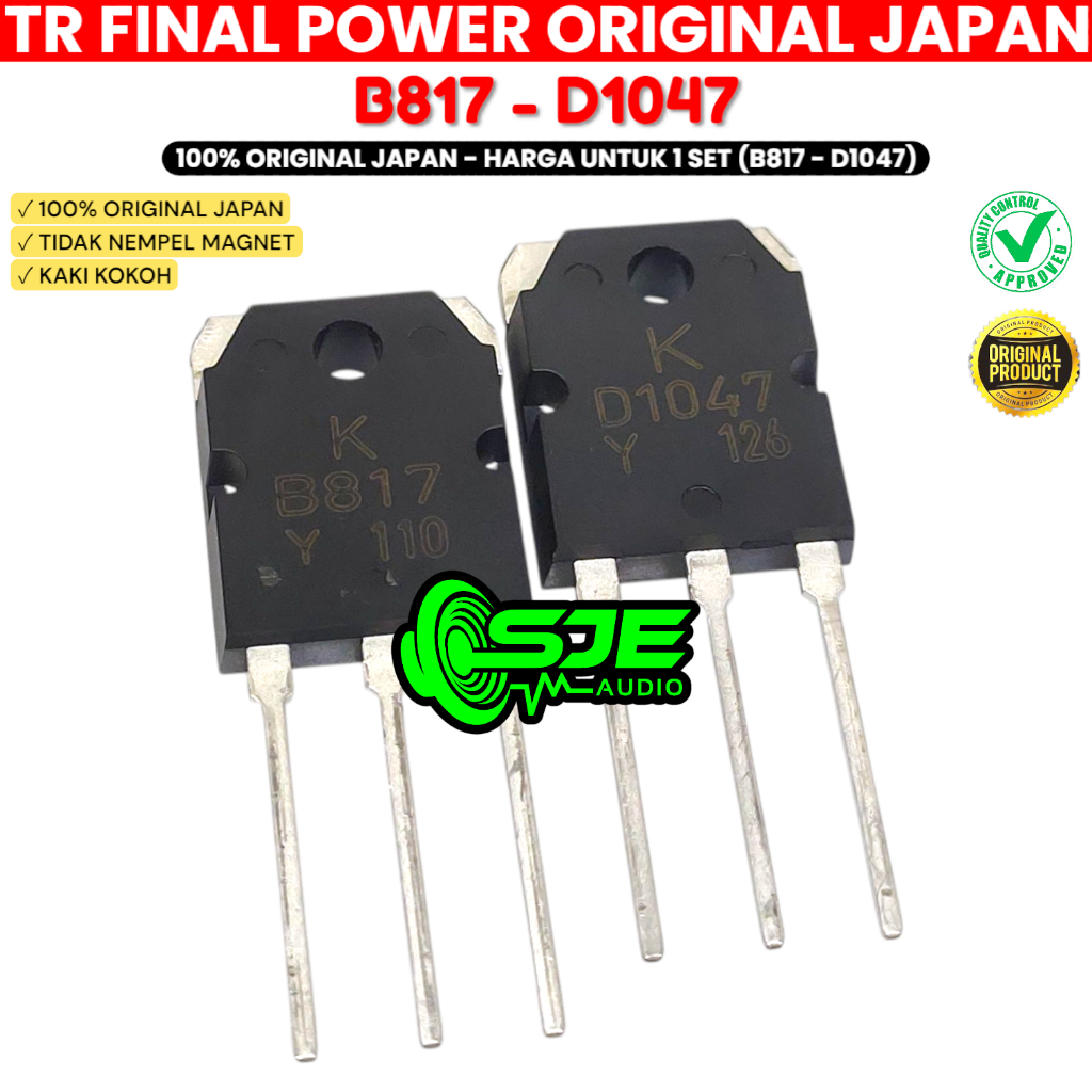 TR TRANSISTOR FINAL K B817 D1047 ORIGINAL 2SB817 2SD1047 ASLI B 817 D 1047 NPN PNP ORI JAPAN JEPANG