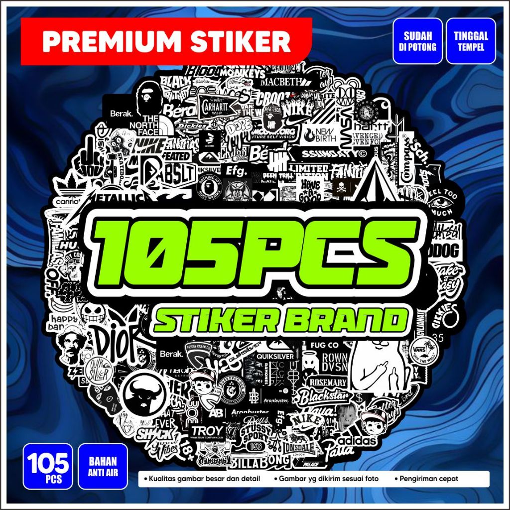 

105PCS STIKER BRAND ANTI AIR SUDAH DI POTONG