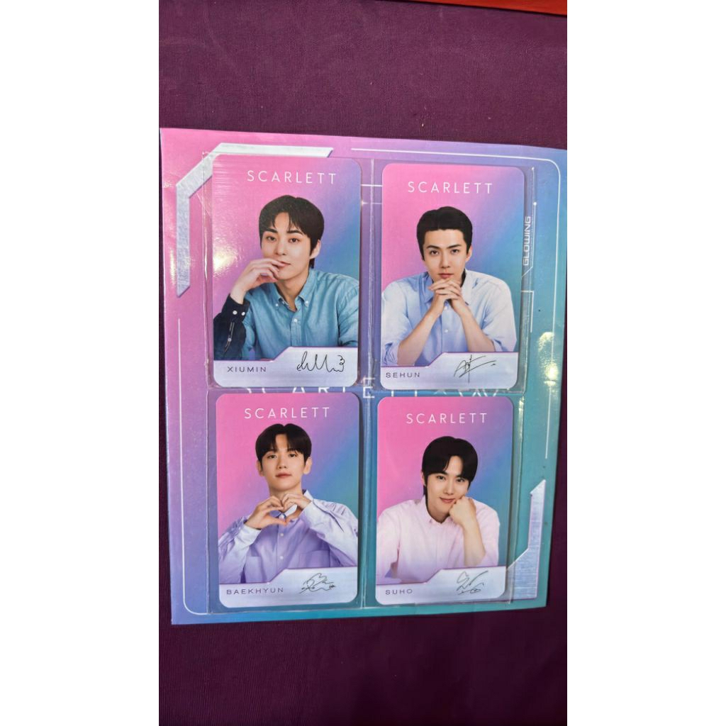 [ PHOTOCARD EXO x SCARLETT ] sehun suho baekyun xiumin set gift scarllet