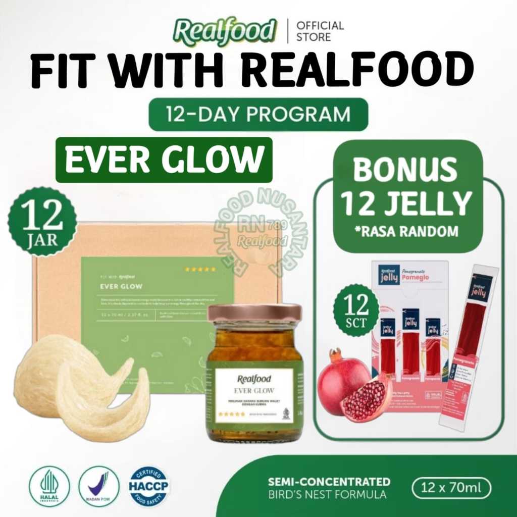 

Realfood Ever Glow Rasa Kurma 6 Botol & 12 Botol Bonus Jelly ( Minuman Sarang Burung Walet ) RN789