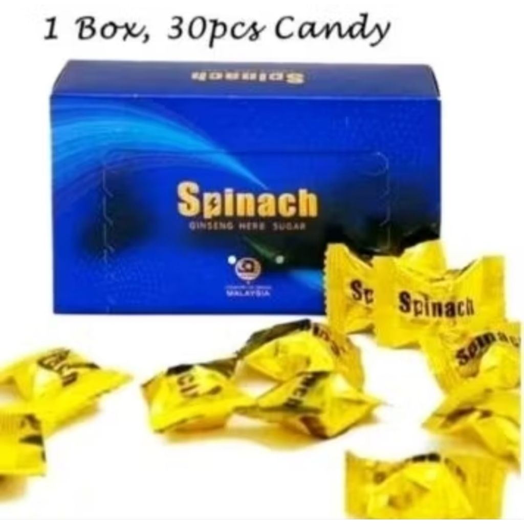 

Spinach Candy Original Malaysia Permen Stamina Ginseng Herb Sugar 1 Box 30 Pcs