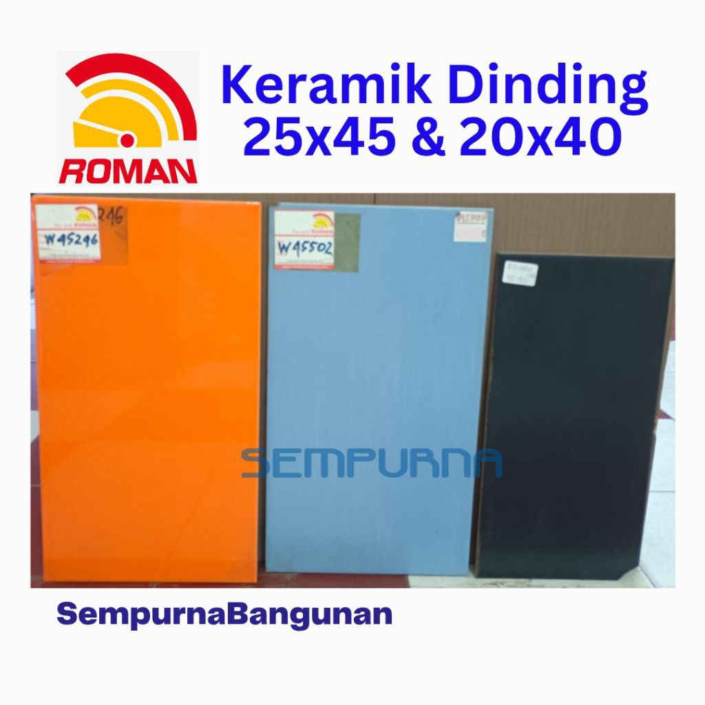 Keramik kramik ubin dinding tembok Roman 20x40 25x45 40x20 45x25 wall tile glossy kilap doff matt ma